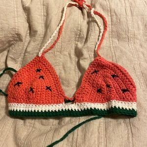 Handmade crochet watermelon bikini top